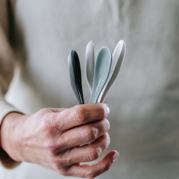 Flax Serve Spoon L 10cm - Duck Egg