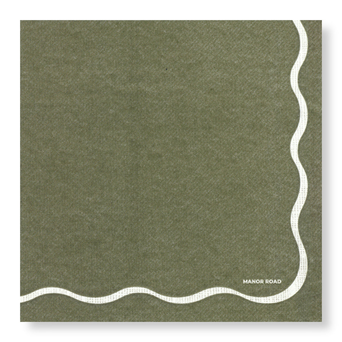 Linen (Olive & White Scallop) Napkins - Dinner