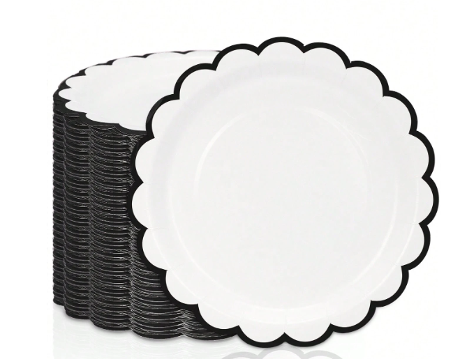 Disposable plates Scallop - Black