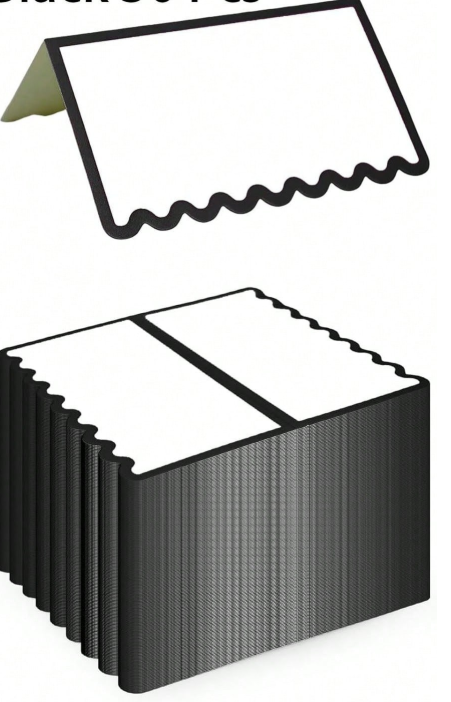 Name Cards - Black Scallop Edge 30 Pieces
