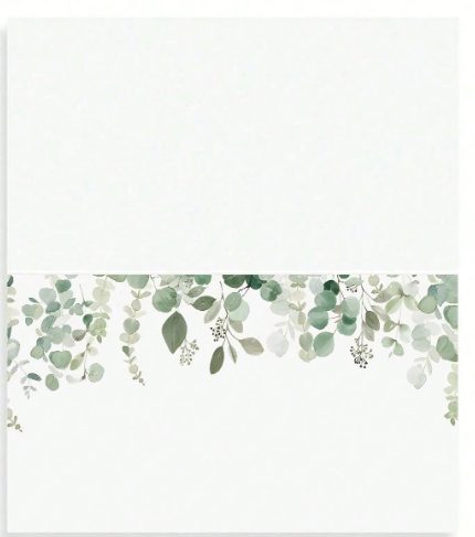 Name Cards - Green Leaf Edge 30 Pieces