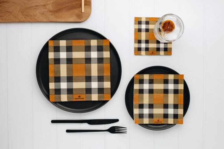 Classic Plaid Tan Napkins - Cocktail